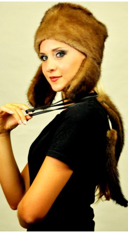 Mink fur hat Ushanka